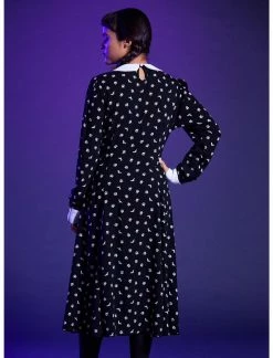 HUNIVERS Wednesday Icons Collar Long-Sleeve Dress -Her Universe shop unnamed file 417