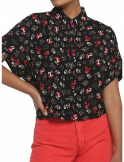 HER Mushroom Allover Print Woven Button-Up