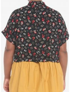 HER Mushroom Allover Print Woven Button-Up Plus Size -Her Universe shop unnamed file 479