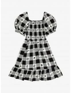 HUNIVERS Her Universe Disney The Nightmare Before Christmas Face Portraits Gingham Smocked Dress