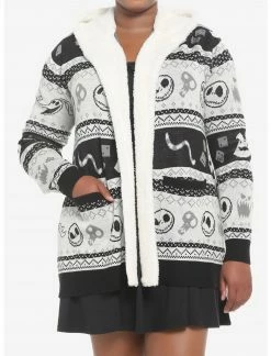 HUNIVERS The Nightmare Before Christmas Fair Isle Sherpa Cardigan Plus Size