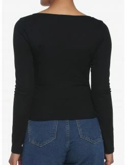 HER Black V-Neck Ruched Long-Sleeve Top -Her Universe shop unnamed file 794