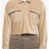 HER Tan Corduroy Crop Shacket