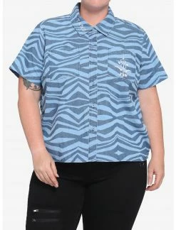 HUNIVERS Her Universe Star Wars Ahsoka Tano Chambray Woven Tie-Front Button-Up Plus Size Her Universe Exclusive