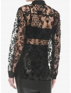 HUNIVERS Her Universe Disney The Haunted Mansion Wallpaper Flocked Long-Sleeve Mesh Top -Her Universe shop unnamed file 861