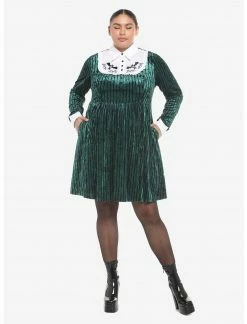 HUNIVERS Her Universe Disney The Haunted Mansion Ghost Host Velvet Long-Sleeve Dress Plus Size -Her Universe shop unnamed file 866