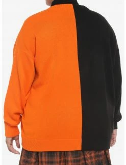 HUNIVERS Orange & Black Pumpkin Split Cardigan Plus Size -Her Universe shop unnamed file 878