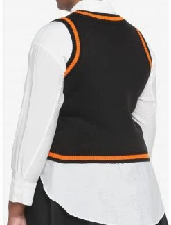 HUNIVERS Black & Orange Pumpkin Sweater Vest Plus Size -Her Universe shop unnamed file 881