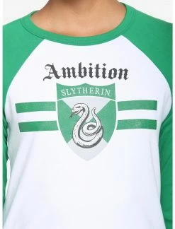 HUNIVERS Harry Potter Slytherin Varsity Crop Raglan T-Shirt -Her Universe shop unnamed file 957