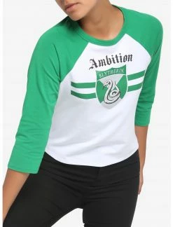 HUNIVERS Harry Potter Slytherin Varsity Crop Raglan T-Shirt -Her Universe shop unnamed file 958
