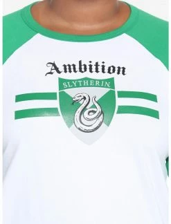 HUNIVERS Harry Potter Slytherin Varsity Crop Raglan T-Shirt Plus Size -Her Universe shop unnamed file 962