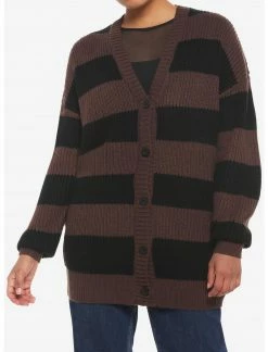 HUNIVERS Black & Brown Stripe Oversize Cardigan