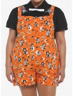 HUNIVERS Her Universe Disney Halloween Vintage Icons Soft Shortalls Plus Size